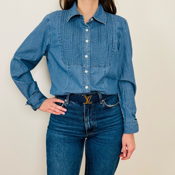 Tommy Hilfiger Tops - Vintage Tommy Hilfiger denim Button Down shirt pleated chambray medium wash